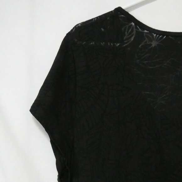 GEORGE | XXL | Black Floral Burnout Short Sleeve Blouse - Picture 8 of 12
